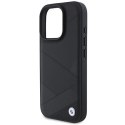 Etui BMW Signature Leather Crossing Lines Pattern na iPhone 16 Pro - czarne BMW