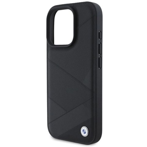 Etui BMW Signature Leather Crossing Lines Pattern na iPhone 16 Pro - czarne BMW