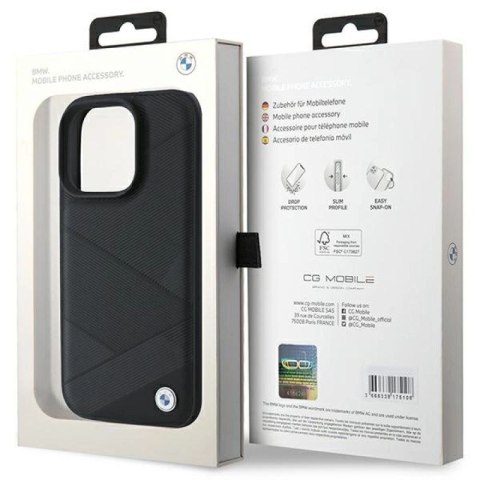 Etui BMW Signature Leather Crossing Lines Pattern na iPhone 16 Pro - czarne BMW
