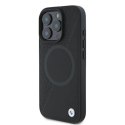 Etui BMW Signature Leather Half Textured & Circle MagSafe na iPhone 16 Pro - czarne BMW