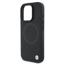 Etui BMW Signature Leather Half Textured & Circle MagSafe na iPhone 16 Pro - czarne BMW