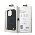 Etui BMW Signature Leather Half Textured & Circle MagSafe na iPhone 16 Pro - czarne BMW