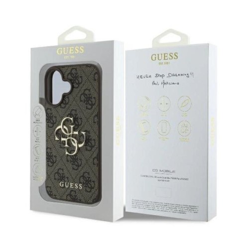 Etui Guess 4G Big Logo na iPhone 16 - brązowe Guess