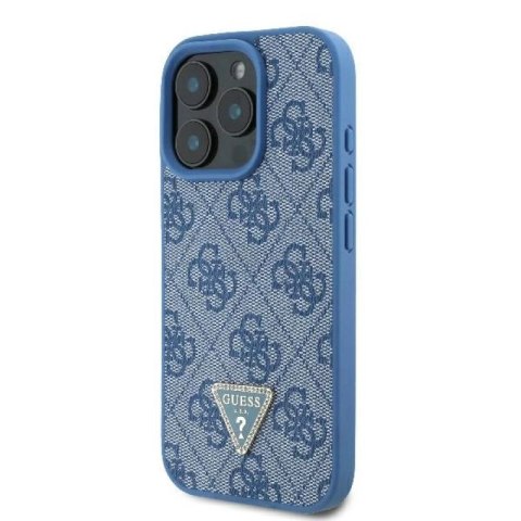 Etui Guess Leather Metal Logo Strass Crossbody na iPhone 16 Pro - niebieskie Guess