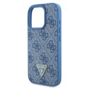 Etui Guess Leather Metal Logo Strass Crossbody na iPhone 16 Pro - niebieskie Guess