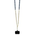 Etui Guess Leather Metal Logo Strass Crossbody na iPhone 16 Pro - niebieskie Guess