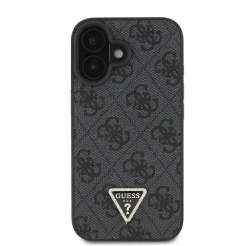 Etui Guess Leather Metal Logo Strass Crossbody na iPhone 16 - czarne Guess