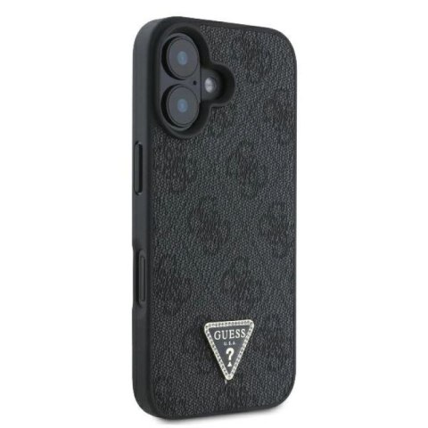 Etui Guess Leather Metal Logo Strass Crossbody na iPhone 16 - czarne Guess