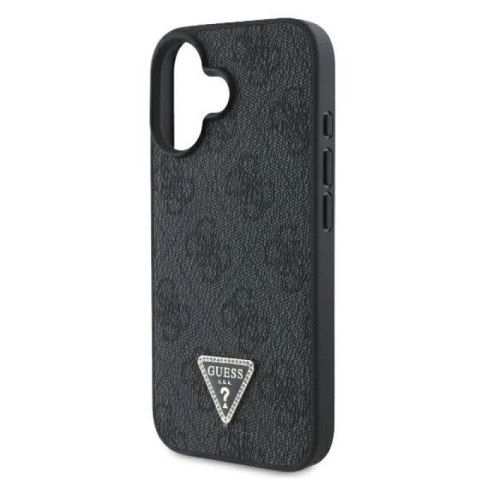 Etui Guess Leather Metal Logo Strass Crossbody na iPhone 16 - czarne Guess