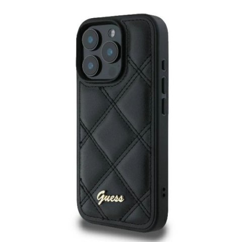 Etui Guess Quilted Metal Logo na iPhone 16 Pro - czarne Guess