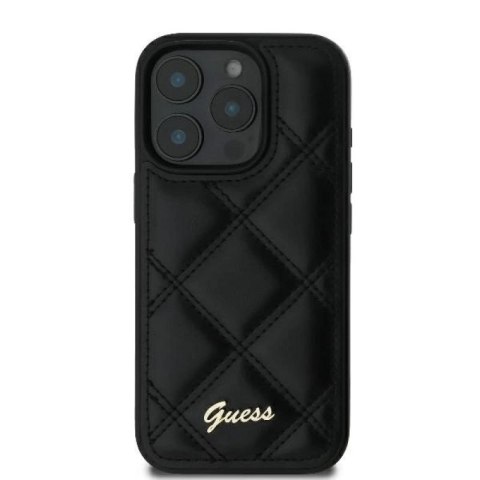 Etui Guess Quilted Metal Logo na iPhone 16 Pro - czarne Guess