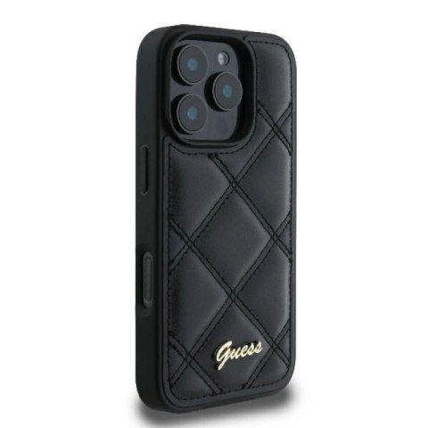 Etui Guess Quilted Metal Logo na iPhone 16 Pro - czarne Guess
