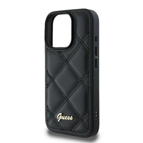 Etui Guess Quilted Metal Logo na iPhone 16 Pro - czarne Guess