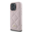 Etui Guess Quilted Metal Logo na iPhone 16 Pro - różowe Guess