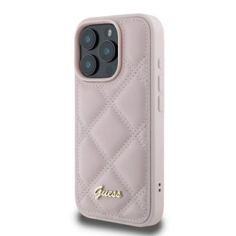 Etui Guess Quilted Metal Logo na iPhone 16 Pro - różowe Guess