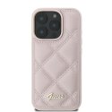 Etui Guess Quilted Metal Logo na iPhone 16 Pro - różowe Guess