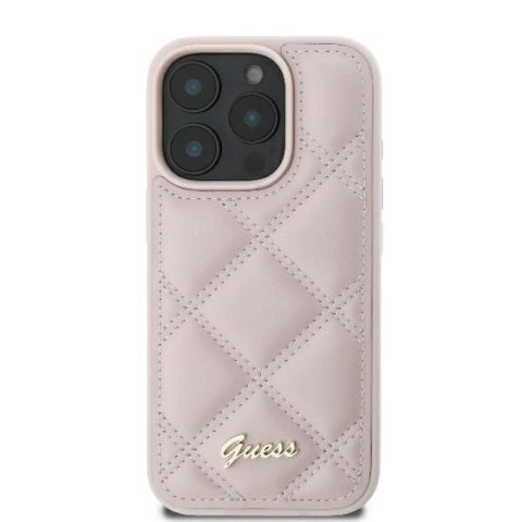 Etui Guess Quilted Metal Logo na iPhone 16 Pro - różowe Guess