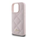 Etui Guess Quilted Metal Logo na iPhone 16 Pro - różowe Guess