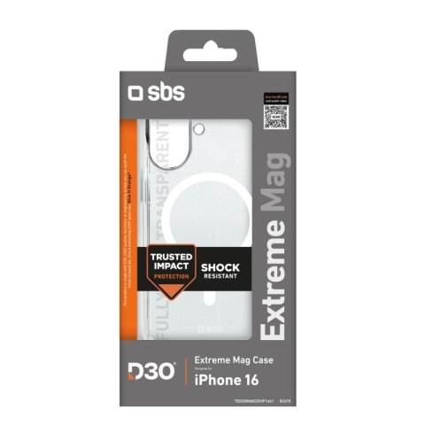 Etui SBS Extreme Mag D3O MagSafe do iPhone 16 - przezroczyste SBS