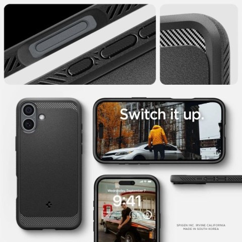 Etui Spigen Rugged Armor MagSafe do iPhone 16 - czarne Spigen