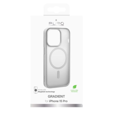 Etui silikonowe Puro Gradient MagSafe do iPhone 15 Pro - srebrne Puro