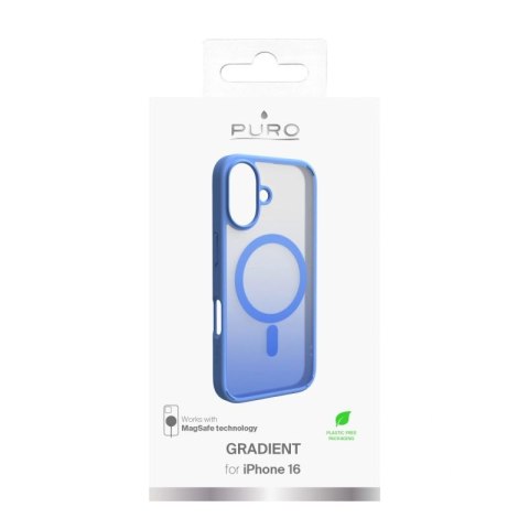 Etui silikonowe Puro Gradient MagSafe do iPhone 16 - niebieskie Puro