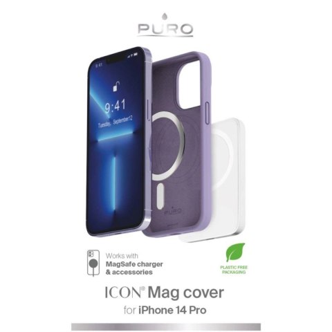 Etui silikonowe Puro Icon Mag MagSafe do iPhone 14 Pro - lawendowe SBS