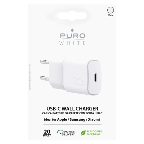 Ładowarka sieciowa Puro White 20W Power Delivery USB-C - biała Puro Elektrik