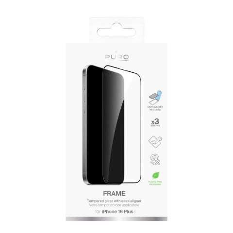 Szkło hartowane Puro Frame Tempered Glass z ramką do iPhone 16 Plus Puro