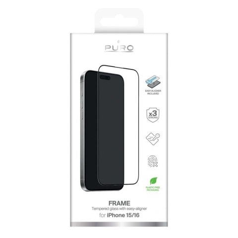 Szkło hartowane Puro Frame Tempered Glass z ramką do iPhone 16 Puro