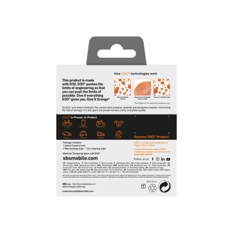 Szkło hartowane SBS Active Camera Lens D3O na aparat do iPhone 16 / 16 Plus SBS