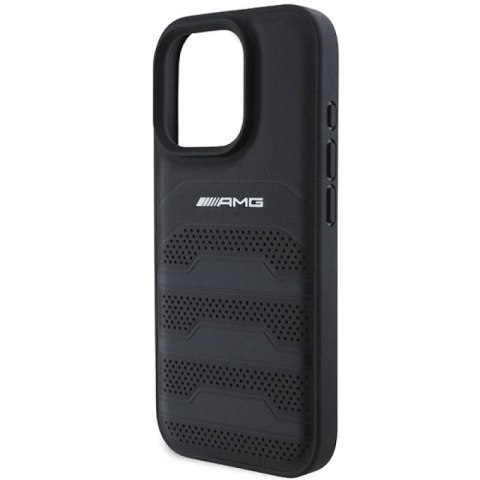 Etui AMG Leather Debossed Lines Black Logo na iPhone 16 Pro Max - czarne Mercedes