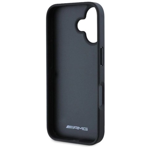 Etui AMG Leather Debossed Lines Black Logo na iPhone 16 - czarne Mercedes