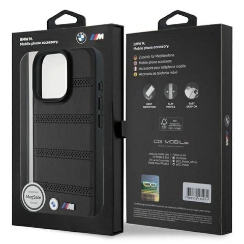 Etui BMW M Perforated And Stitched Line MagSafe na iPhone 16 Pro - czarne BMW