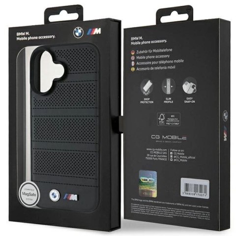 Etui BMW M Perforated And Stitched Line MagSafe na iPhone 16 - czarne BMW