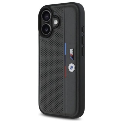 Etui BMW M Perforated Tricolor Detail Line na iPhone 16 - ciemnoszare BMW