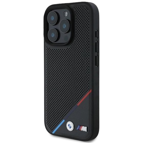 Etui BMW M Perforated Tricolor Line MagSafe na iPhone 16 Pro - czarne BMW