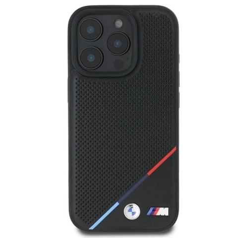 Etui BMW M Perforated Tricolor Line MagSafe na iPhone 16 Pro - czarne BMW
