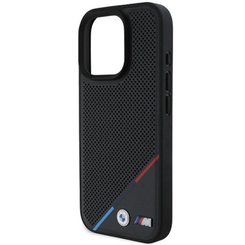Etui BMW M Perforated Tricolor Line MagSafe na iPhone 16 Pro - czarne BMW