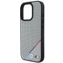 Etui BMW M Perforated Tricolor Line MagSafe na iPhone 16 Pro - szare BMW