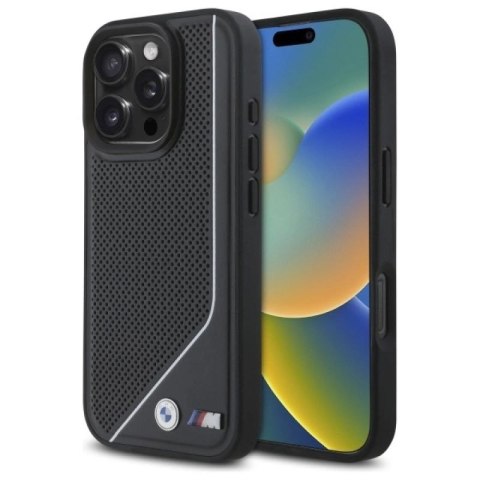 Etui BMW M Perforated Twisted Line MagSafe na iPhone 16 Pro - czarne BMW