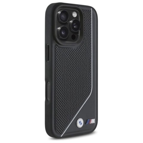 Etui BMW M Perforated Twisted Line MagSafe na iPhone 16 Pro - czarne BMW