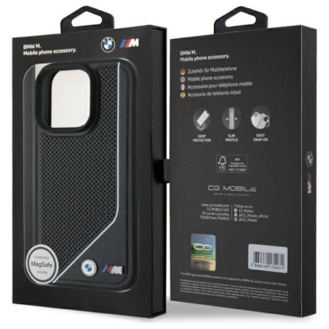 Etui BMW M Perforated Twisted Line MagSafe na iPhone 16 Pro - czarne BMW