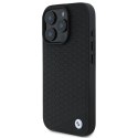 Etui BMW Signature Leather Diamond Metal Logo MagSafe na iPhone 16 Pro Max - czarne BMW