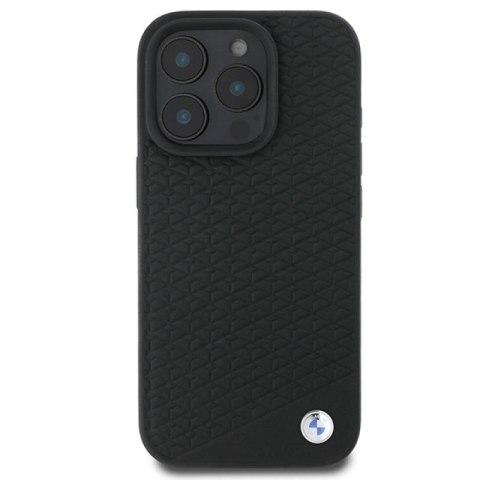 Etui BMW Signature Leather Diamond Metal Logo MagSafe na iPhone 16 Pro Max - czarne BMW