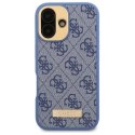 Etui Guess 4G Logo Plate MagSafe na iPhone 16 Plus - niebieskie Guess