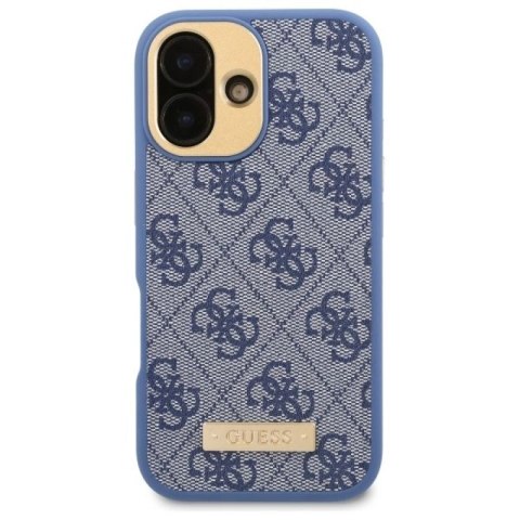 Etui Guess 4G Logo Plate MagSafe na iPhone 16 Plus - niebieskie Guess