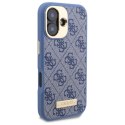 Etui Guess 4G Logo Plate MagSafe na iPhone 16 Plus - niebieskie Guess