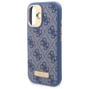 Etui Guess 4G Logo Plate MagSafe na iPhone 16 Plus - niebieskie Guess
