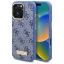 Etui Guess 4G Logo Plate MagSafe na iPhone 16 Pro - niebieskie Guess